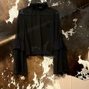 Boutique Mesh Bell Sleeve Blouse